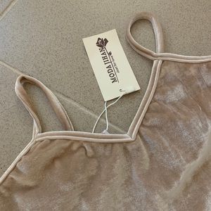 Nude beige velvet mini slip dress size xs